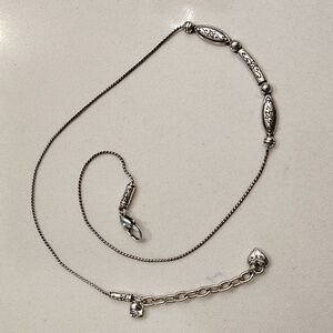 Brighton Silver Plated Curved Bar Ovals Rectangle Scrolled Flower Necklace